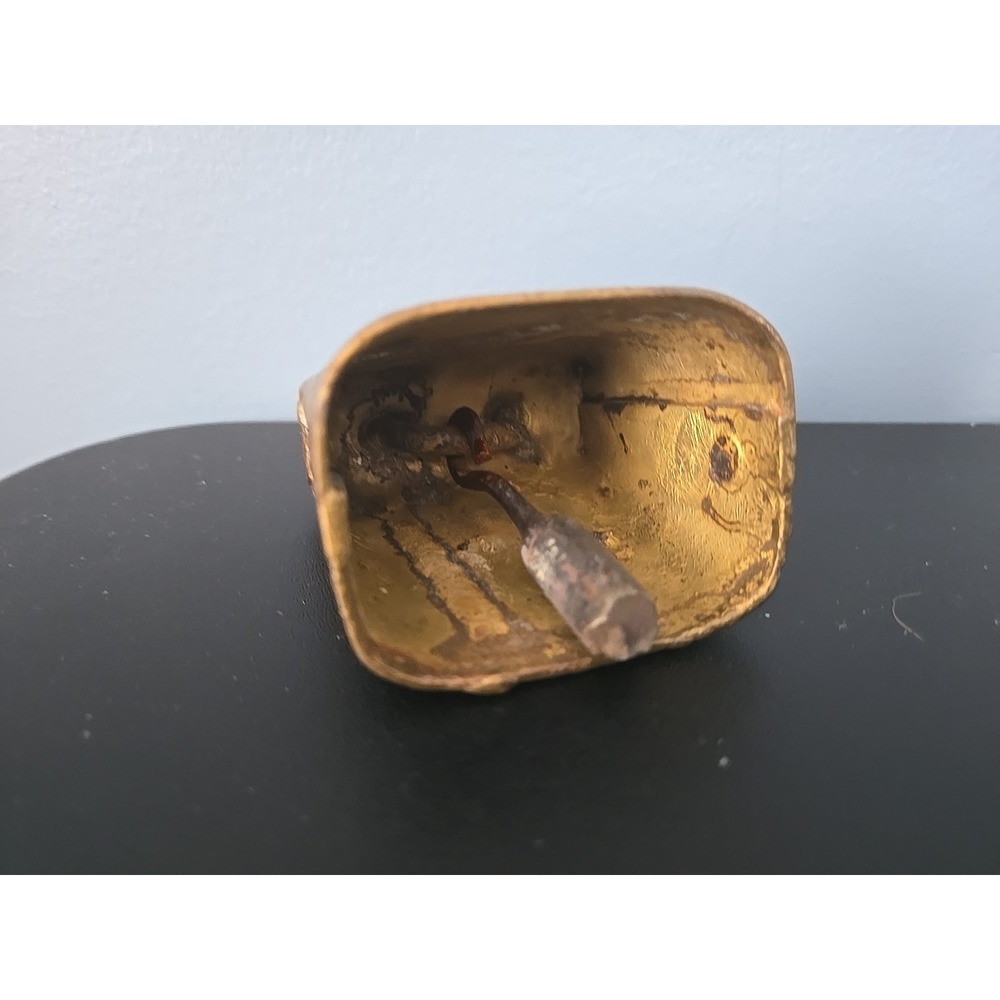 Vintage Brass Cow Bell, Rustic Handcrafted, Fold‎ Over Rivets, 3" Tall - Picture 6 of 10